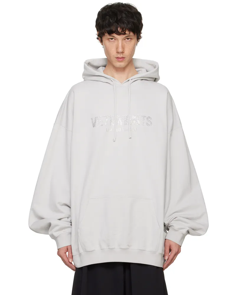 VETEMENTS Gray 'Limited Edition' Logo Hoodie Oyster
