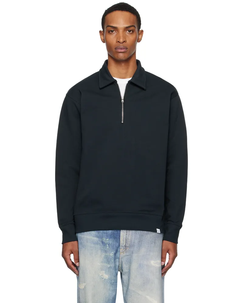 Norse Projects Navy Ketel Relaxed Organic Half Zip Sweatshirt Dark