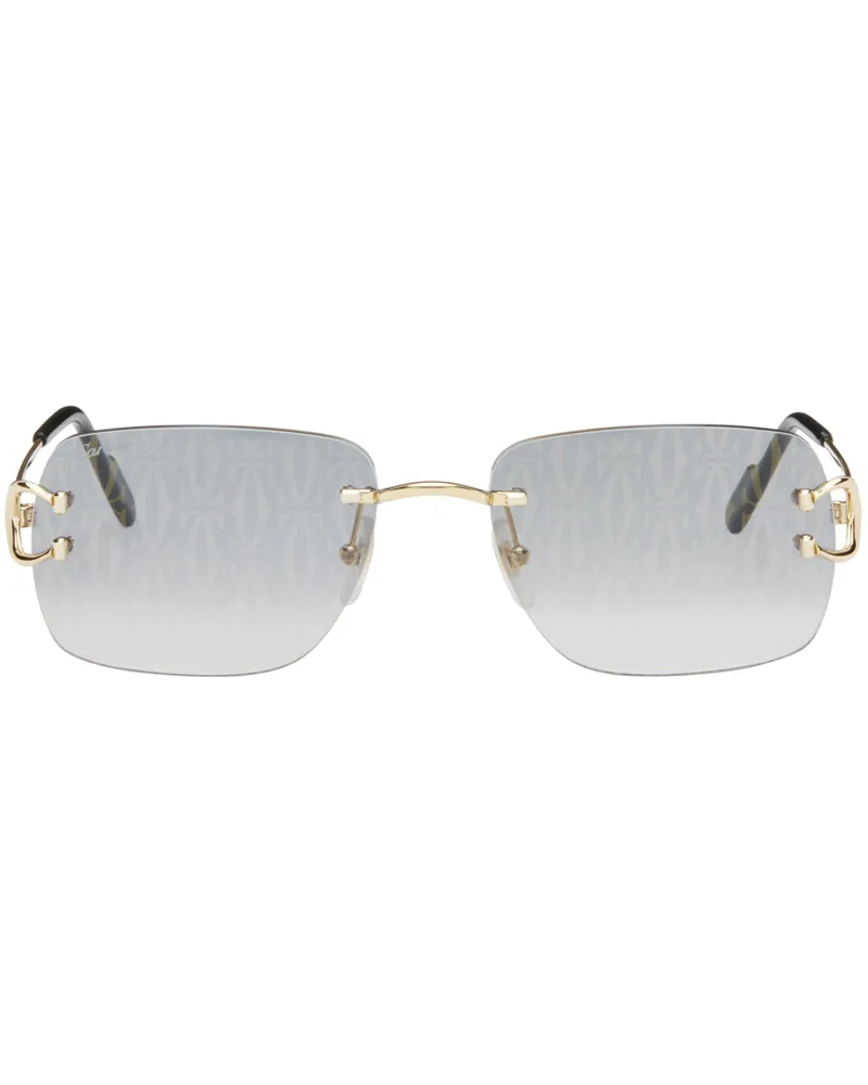 Cartier Gold Rimless Sunglasses Gold-gold-grey