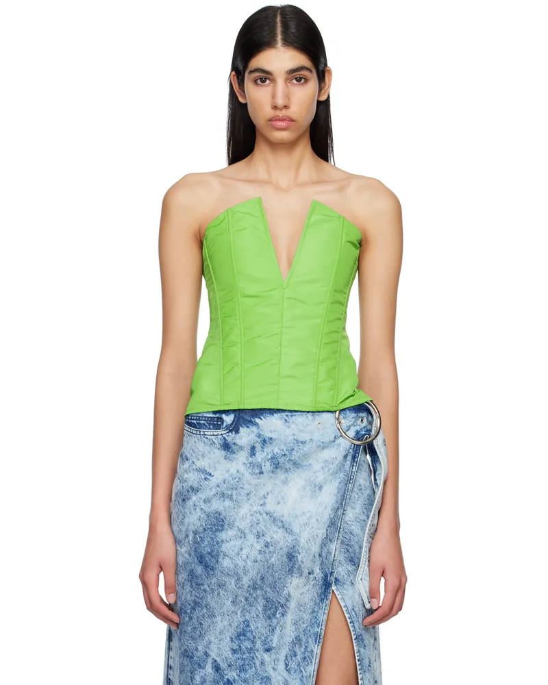 Marques ' Almeida Green V-Neck Tank Top Green