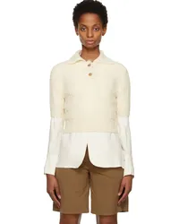 LOW CLASSIC Off-White Spread Collar Polo Ivory