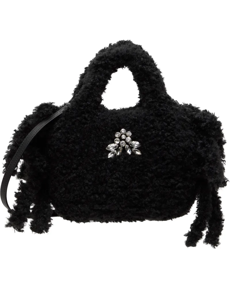 Simone Rocha Black Embellished Baby Egg Tote Black
