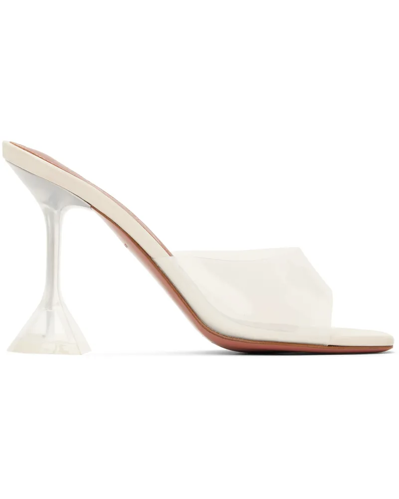 Amina Muaddi Beige Lupita Glass Slipper 95 Heeled Sandals Almond