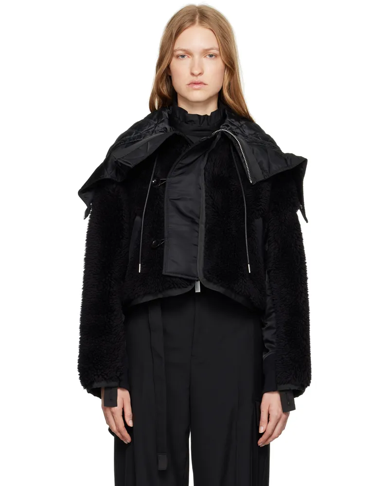 Sacai Black Paneled Bomber Jacket 001