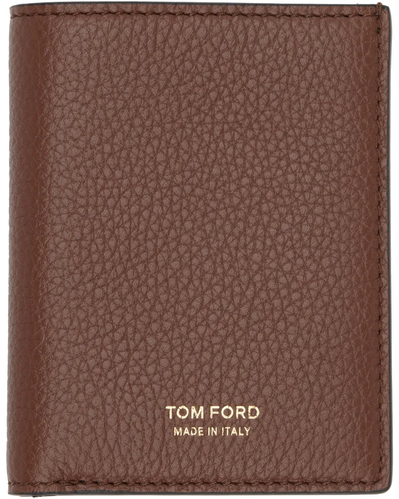 Tom Ford Tan Grain Leather Folding Card Holder 1b108midbrown