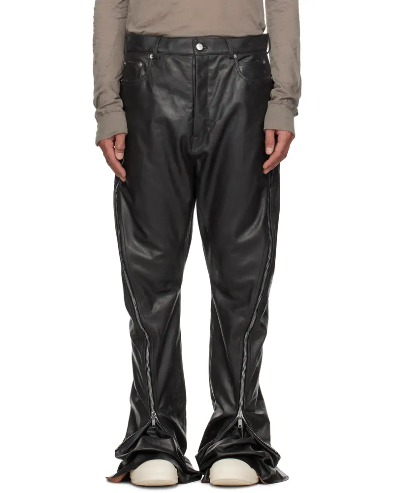 Rick Owens Black Hollywood Bolan Banana Leather Trousers 09