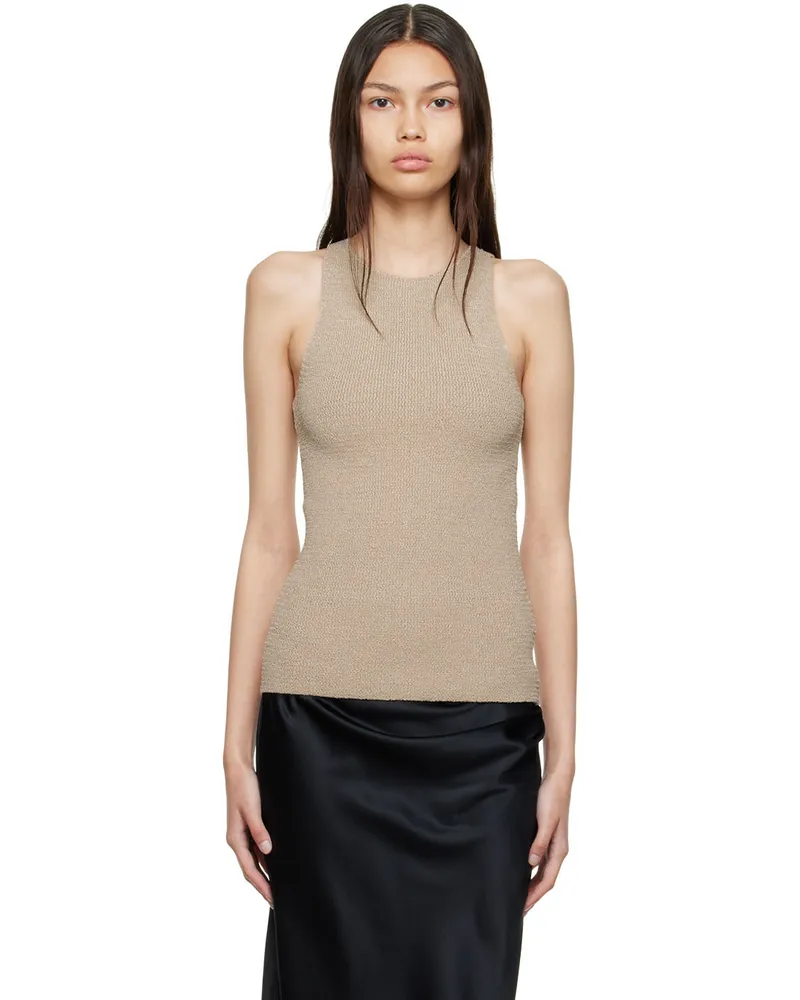 Helmut Lang Taupe Polyester Tank Top Tan