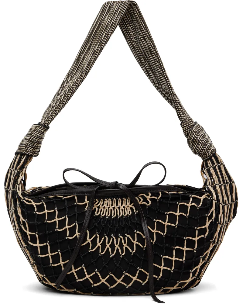 Christophe Lemaire Black & Beige Fortune Croissant Filt Bag Mu424