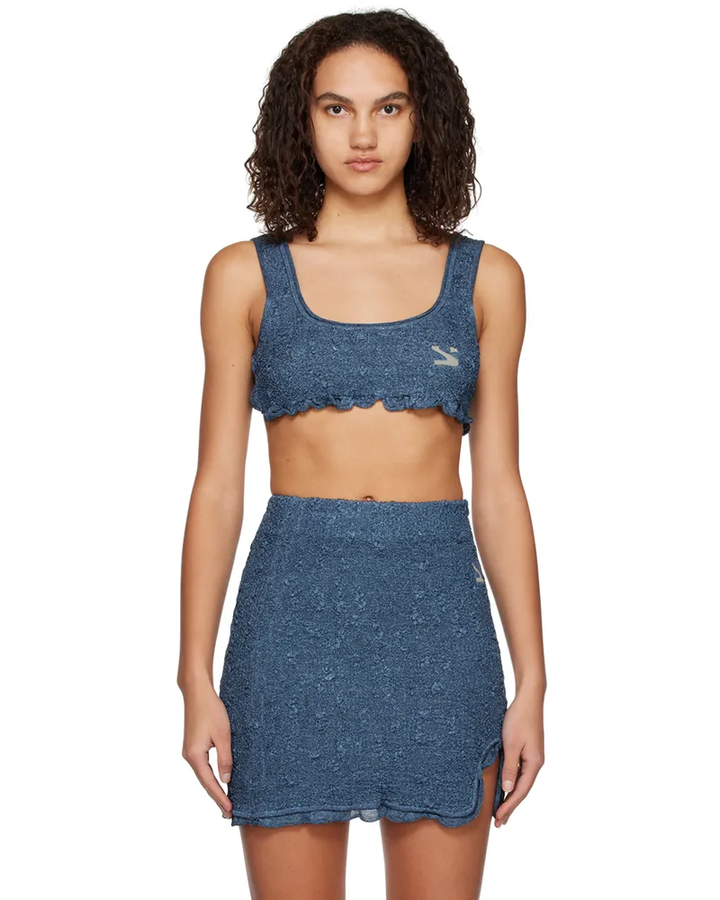 YUZEFI Blue Cropped Tank Top Blue