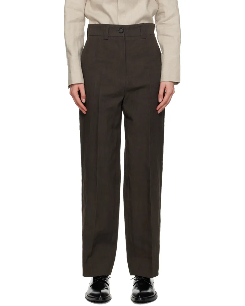 UMBER POSTPAST Brown Garment-Dyed Trousers Brown