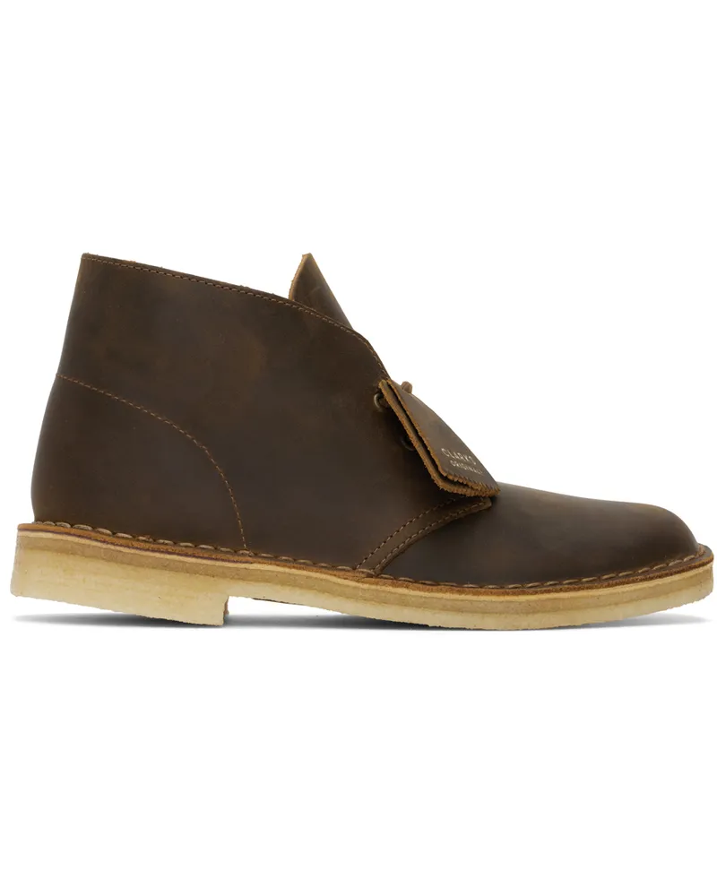 Clarks Brown Waxed Leather Desert Boots Beeswax