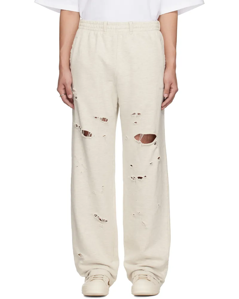 WE 11 DONE Gray Destroyed Jersey Jogger Sweatpants M