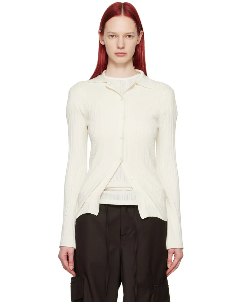 Youth Off-White Long-Line Cardigan Ivory