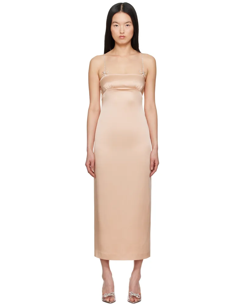 Blumarine Pink Satin Rhinestone Midi Dress N0145