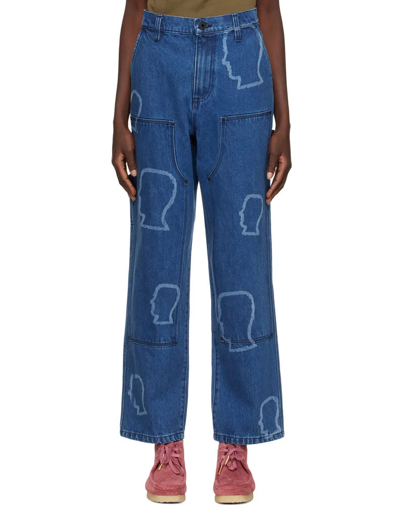 Brain Dead Navy Double Knee Jeans Indigo
