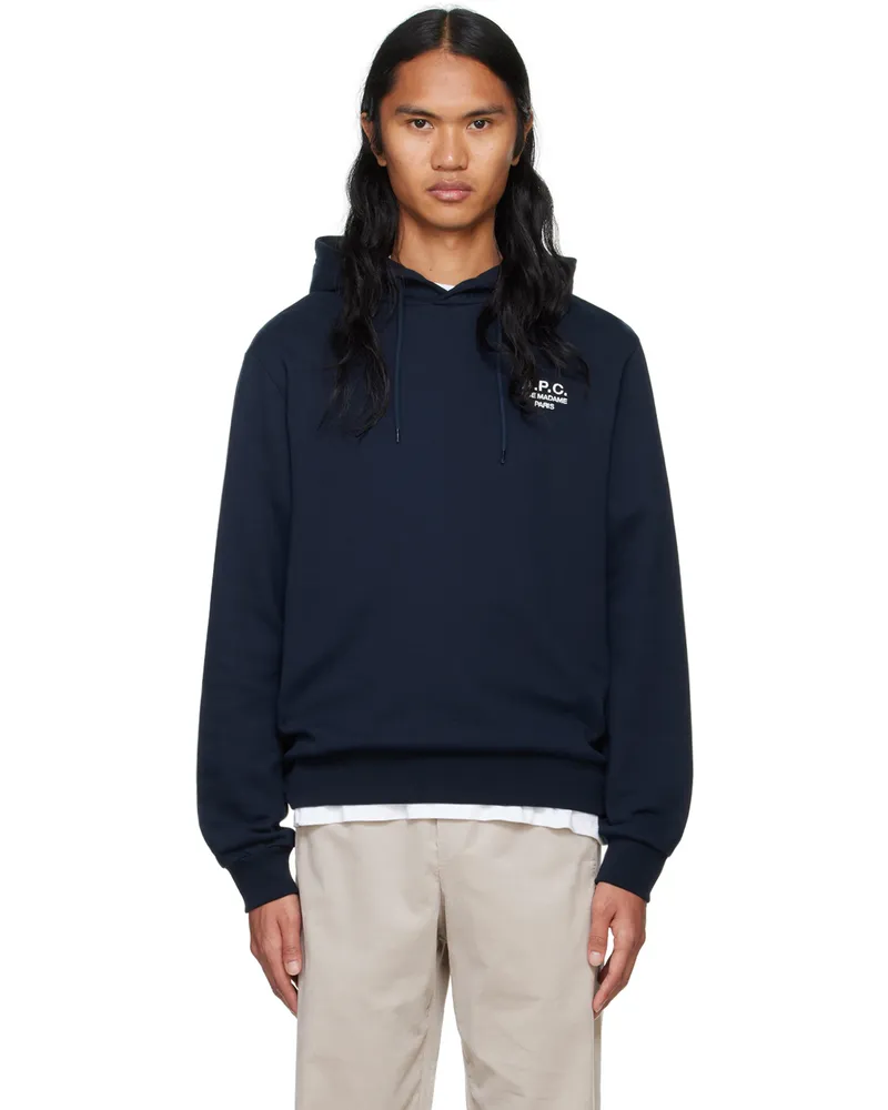 A.P.C. Navy Standard 'Rue Madame' Hoodie Tiq