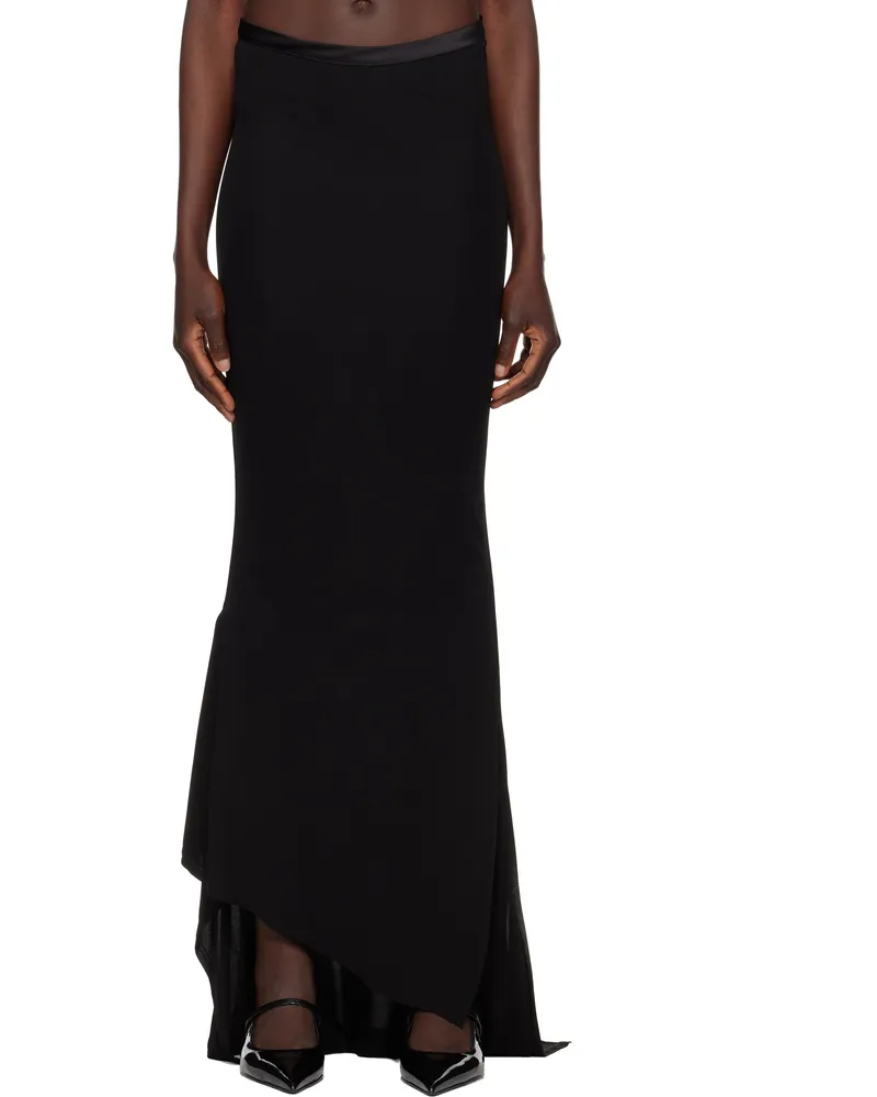 AARON ESH Black Fishtail Maxi Skirt Black
