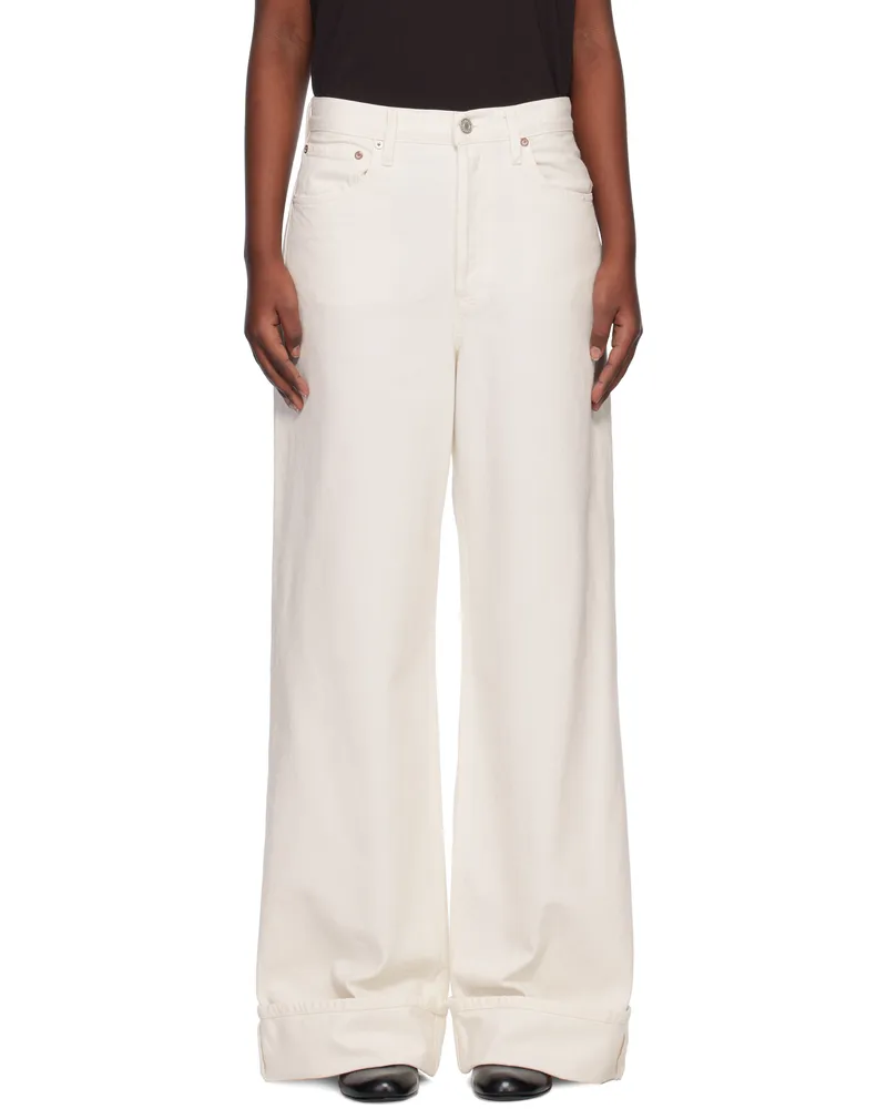 AGOLDE Off-White Dame High Rise Wide Leg Jeans Fortune