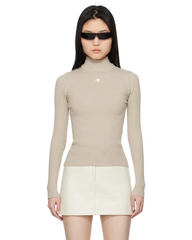 Courrèges Black Reedition Rib Knit Mock Neck Sweater 1054
