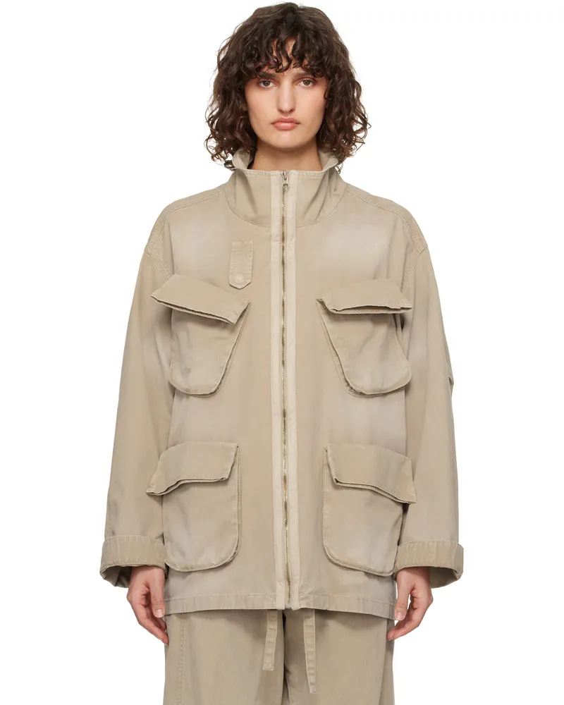 OPEN YY Beige Cargo Pocket Field Jacket Beige