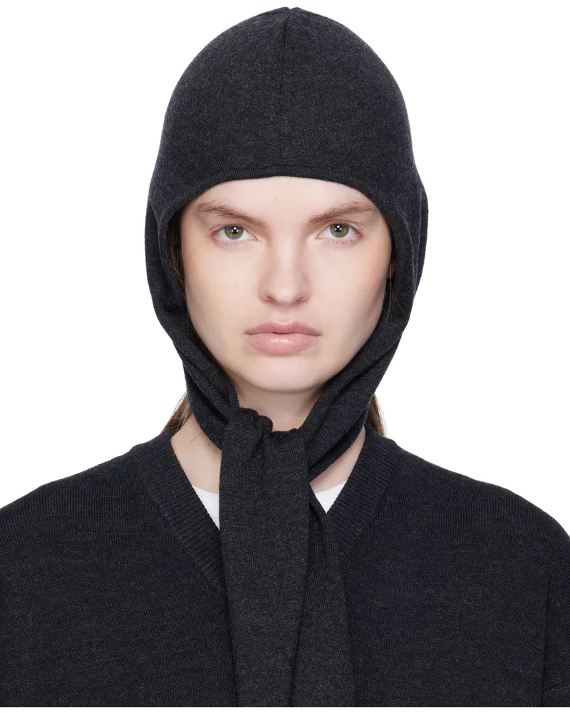 Christophe Lemaire Gray Fine Wool Head Scarf Hood Bk981