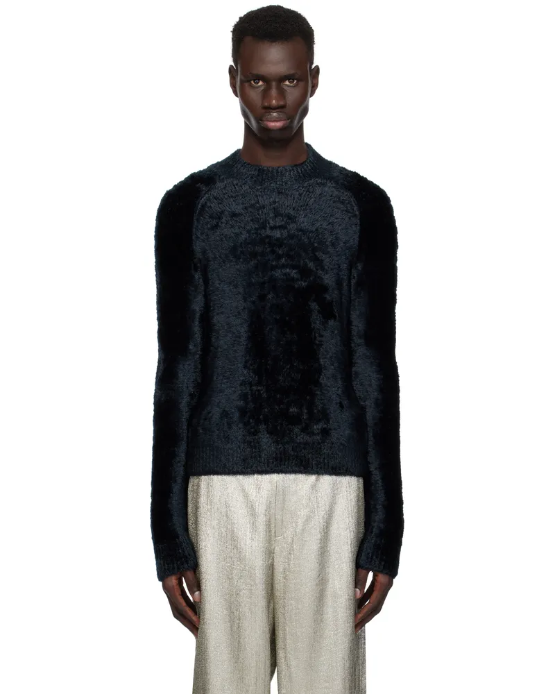 Dries van Noten Navy Velvet Viscose Sweater 509