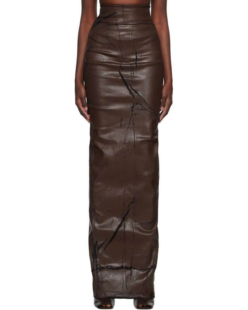 Rick Owens Brown Pillar Denim Maxi Skirt 04