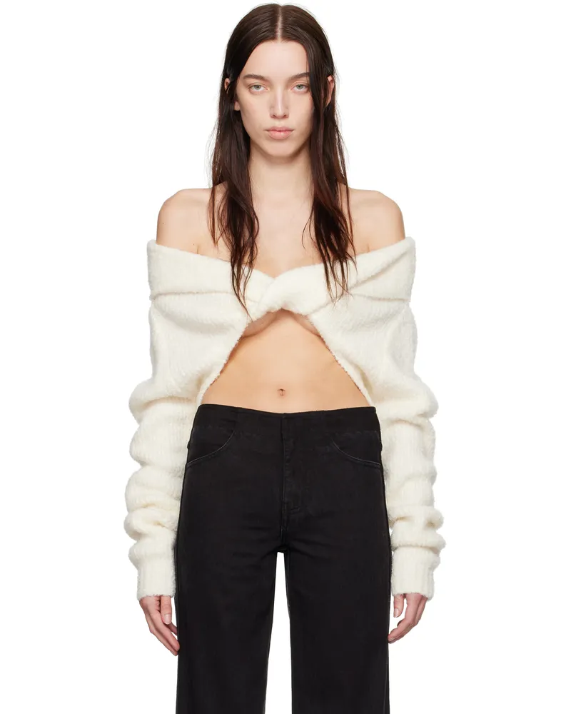 Christopher Esber Off-White Boucle Knit Shrug Sweater Cream