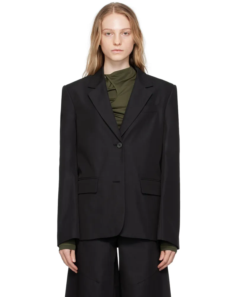 OPEN YY Black Single-Breasted Blazer Black