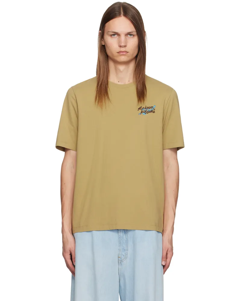 Kitsuné Khaki Falling Leaves T-shirt P252
