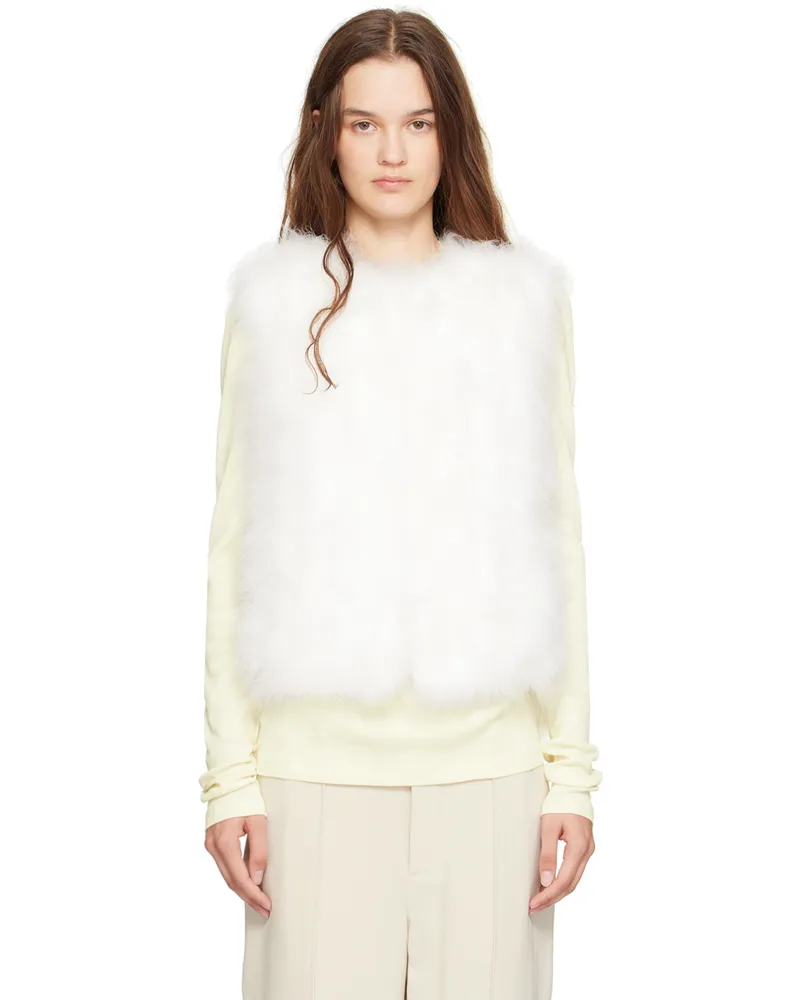 Yves Salomon White Feather Vest A1006
