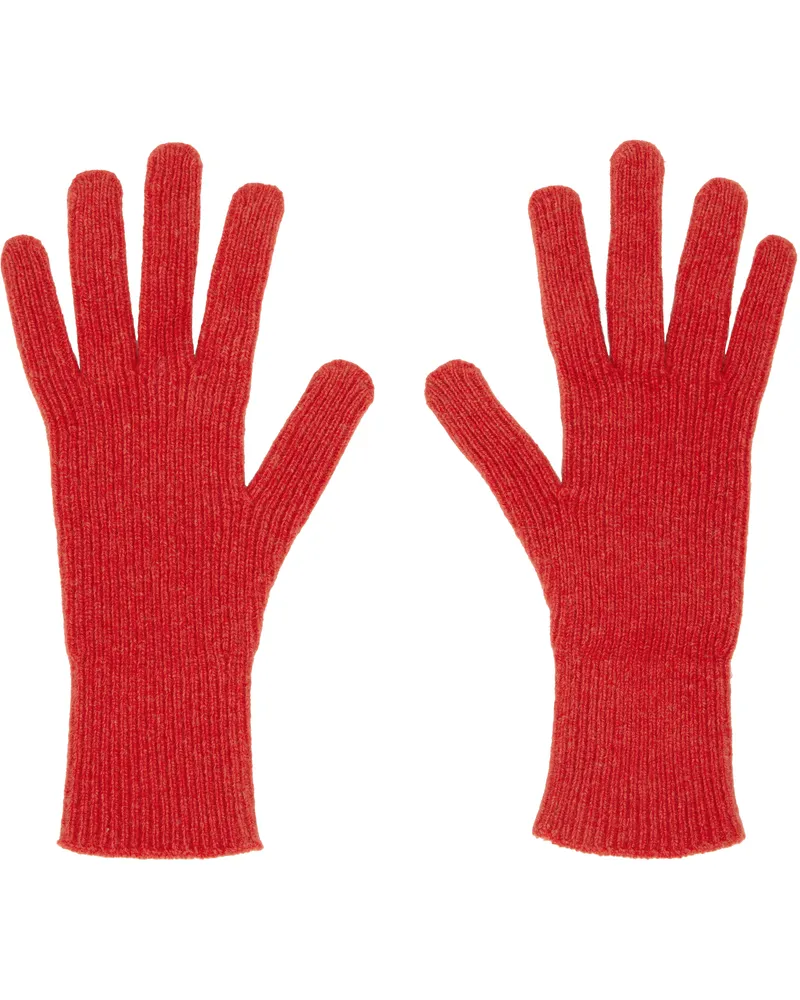 Baserange Red Ribbed Gloves Melograno