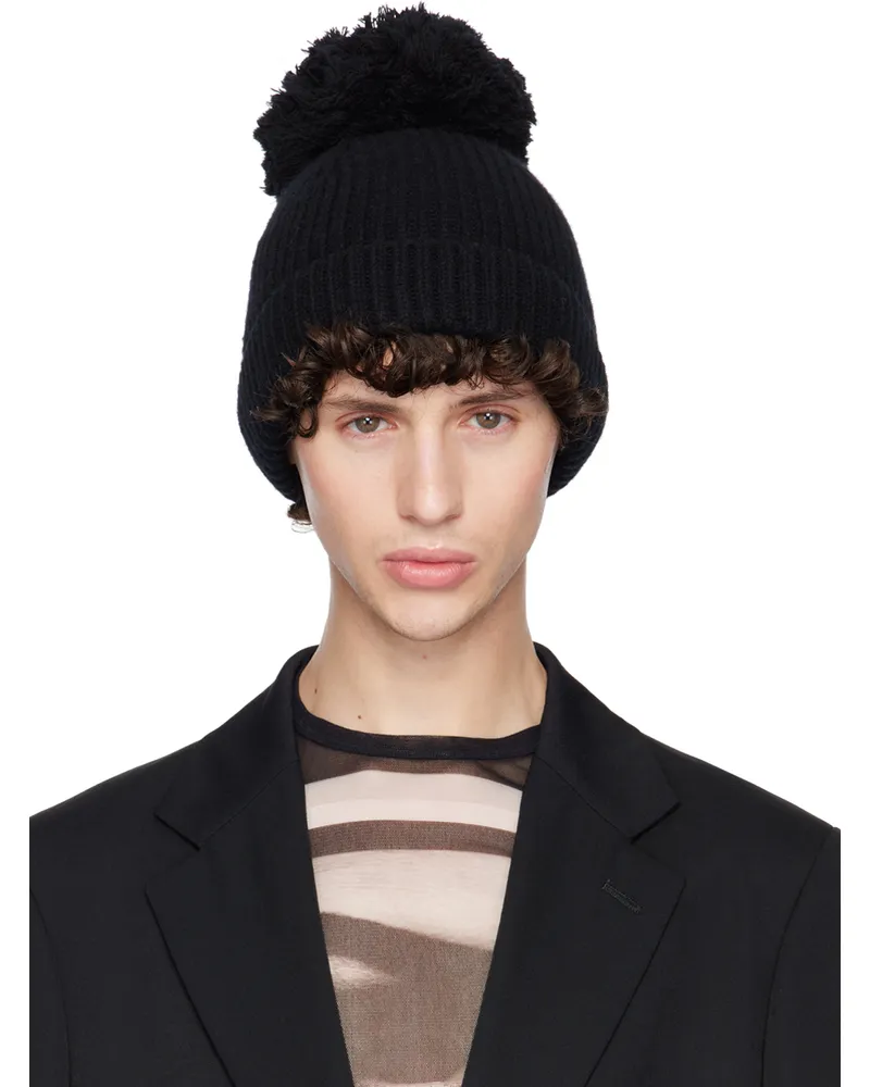 Jean Paul Gaultier Black 'The Pompom' Beanie 00-black