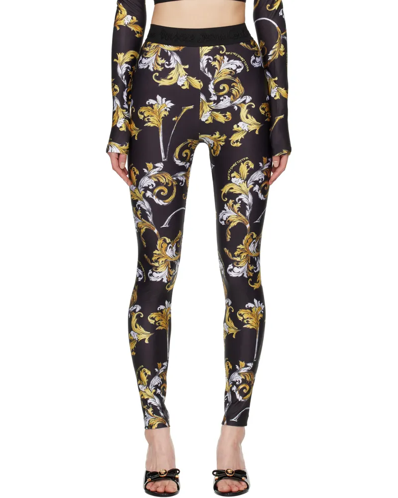 Versace Jeans Black Outline Barocco Leggings Eg89