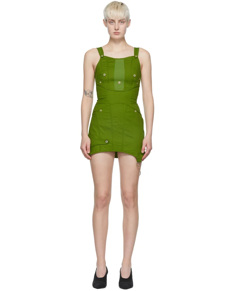 Acne Studios Green Cotton Mini Dress Bcd