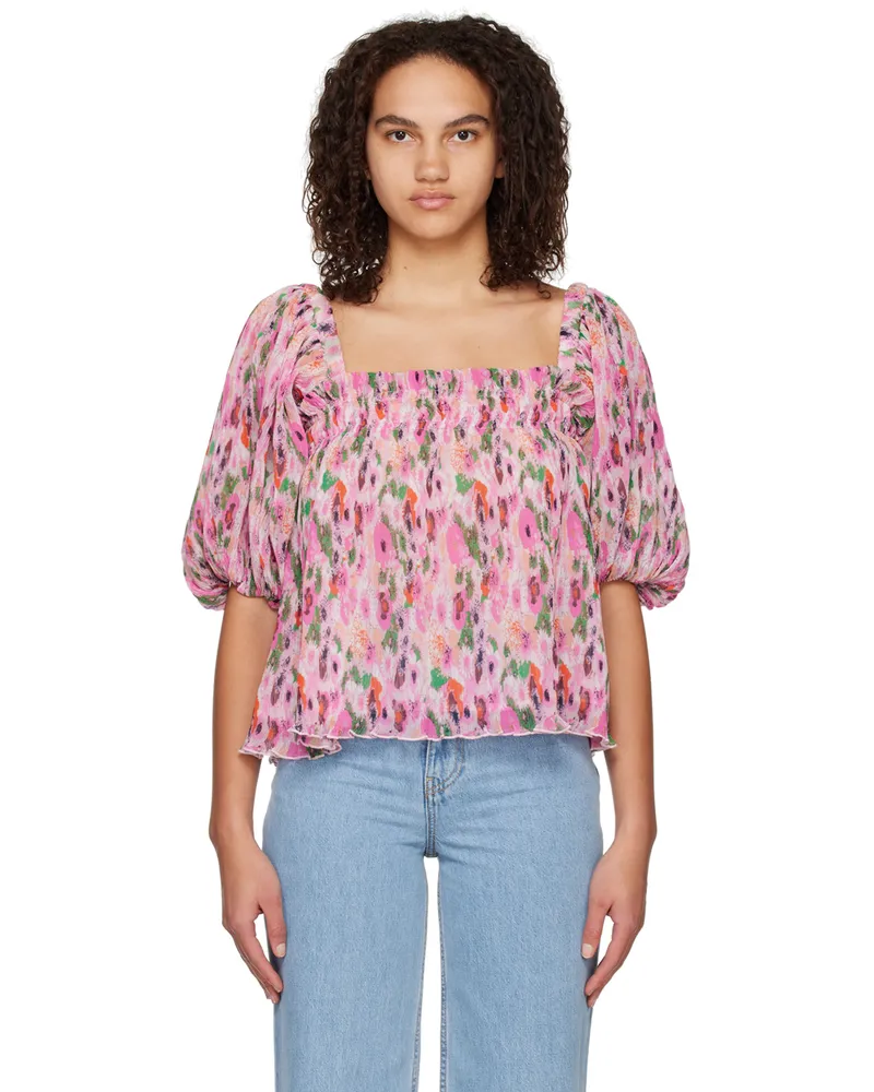 Ganni Pink Floral Blouse 393