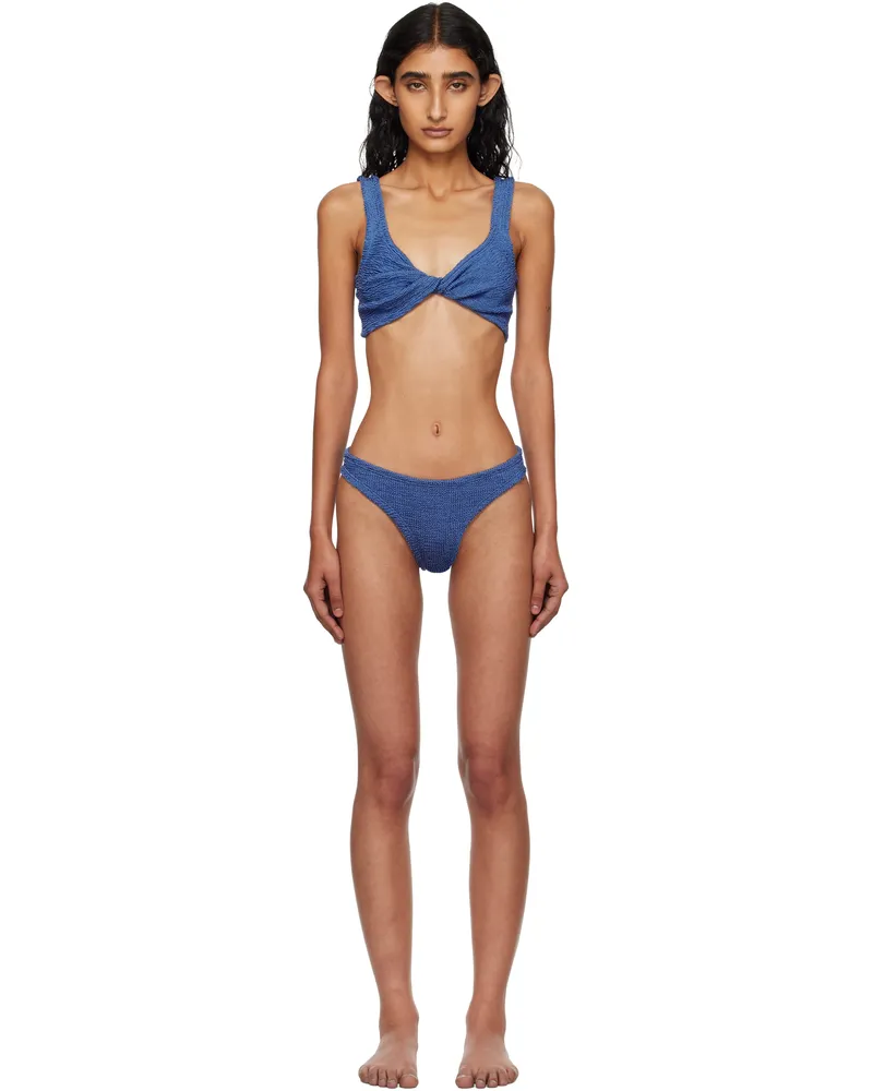Hunza G Blue Juno Bikini Metallic
