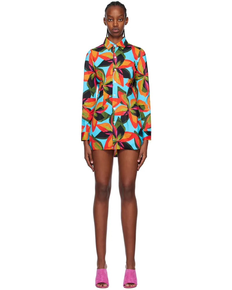 Louisa Ballou SSENSE Exclusive Blue Button Minidress Blue