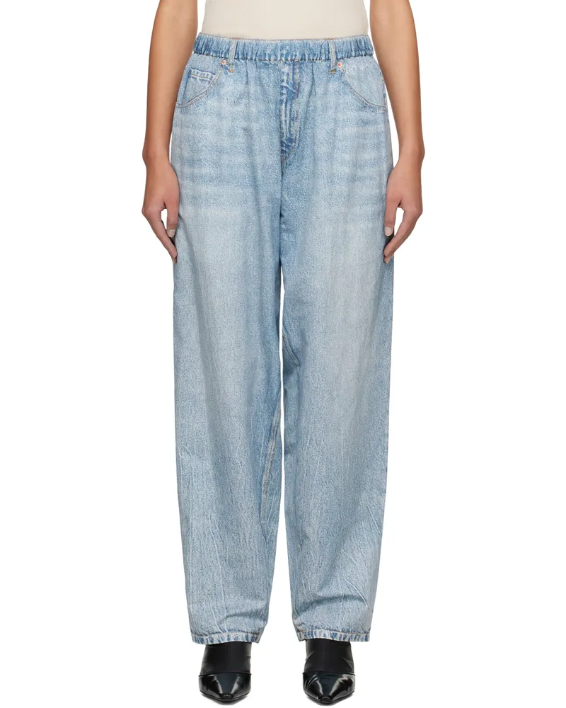 Alexander Wang Blue Printed Denim Track Pants 487a