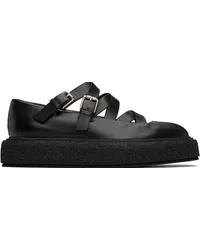 Max Mara Black Leather Strap Ballerina Flats Black