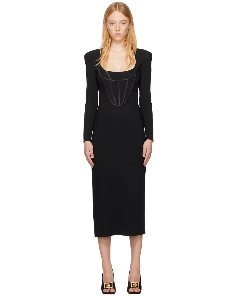 Versace Black Boning Midi Dress 1b000