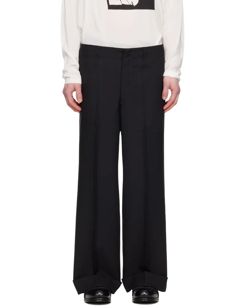 Random Identities Black Twill Large Suit Trousers Black