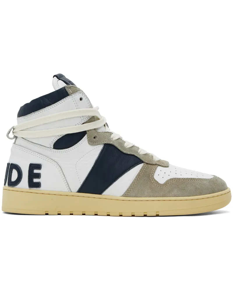 RHUDE White & Navy Rhecess-Hi Sneakers Navy