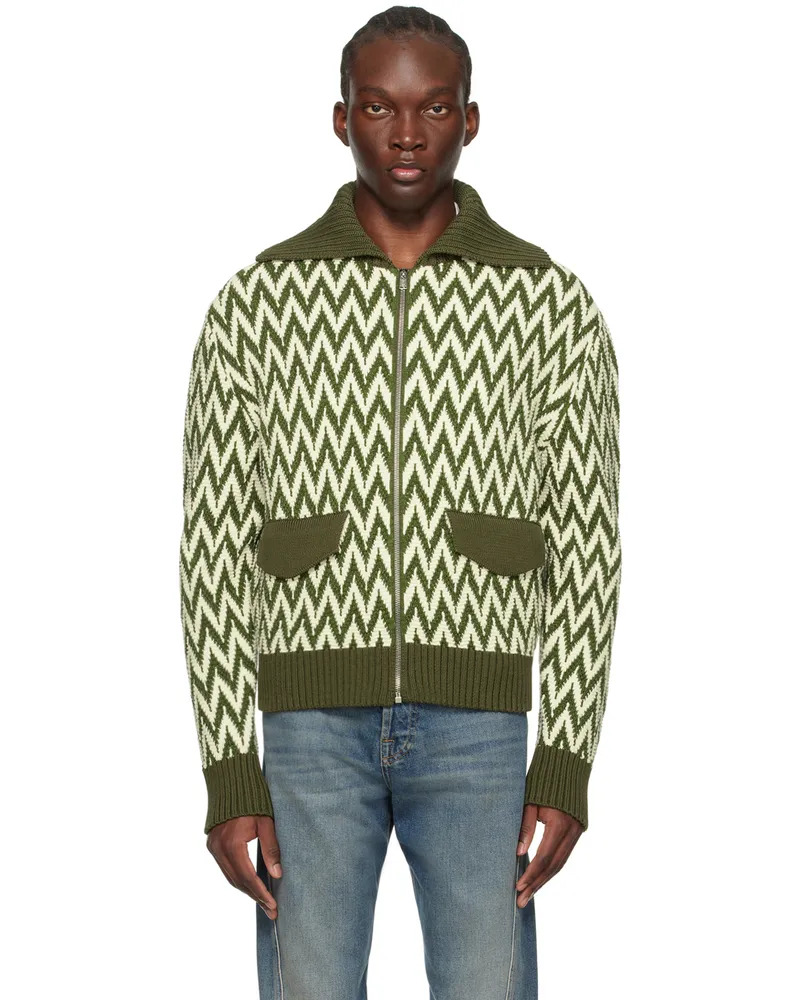 Lanvin White & Green Curb Bomber Jacket 4700