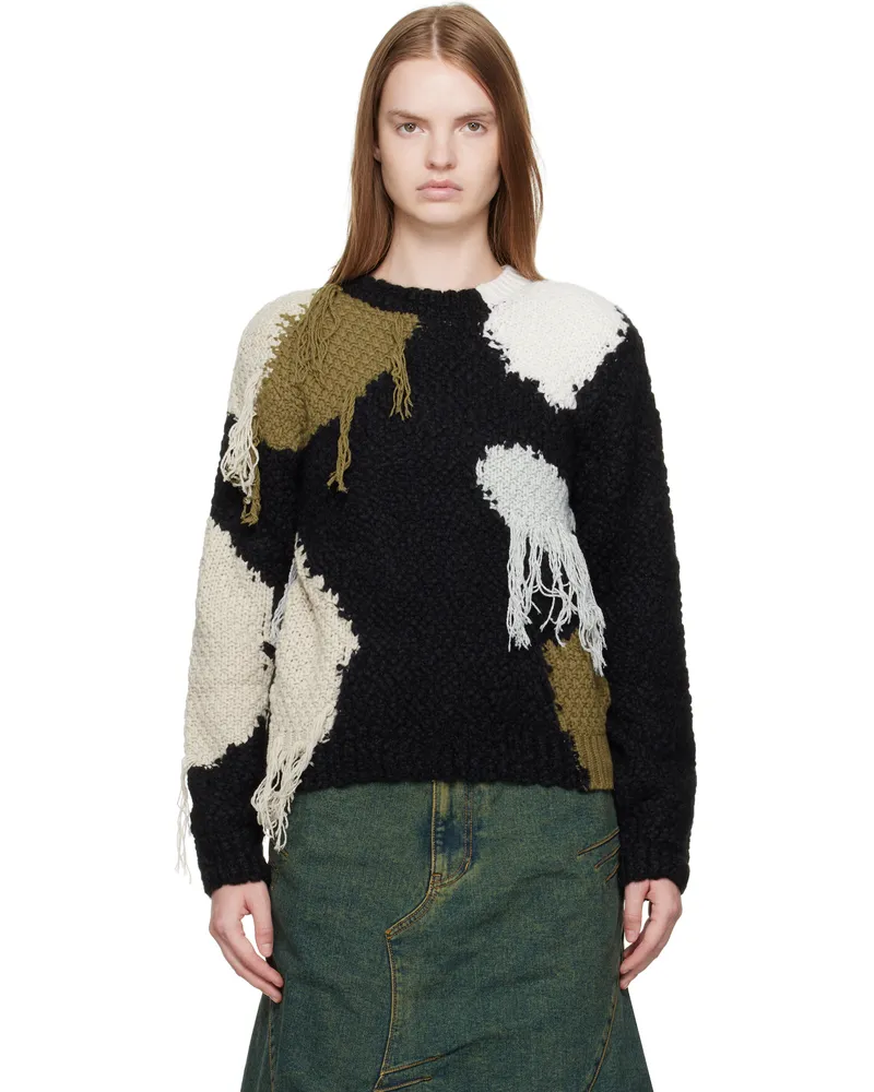 Andersson Bell Black Sylvia Abstract Patchwork Sweater Blk