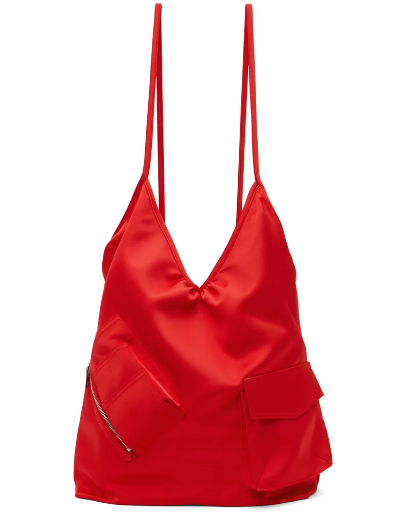 WE 11 DONE Red Pocket Touch Tote Red