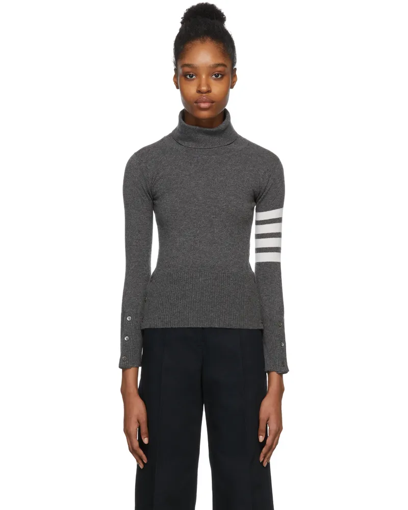 Thom Browne Grey Cashmere Classic Turtleneck Med