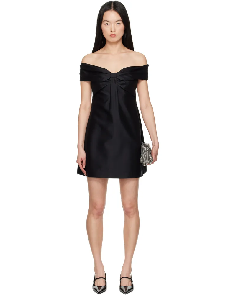 SHUSHU/TONG Black Bow Off Shoulder Minidress Ba100