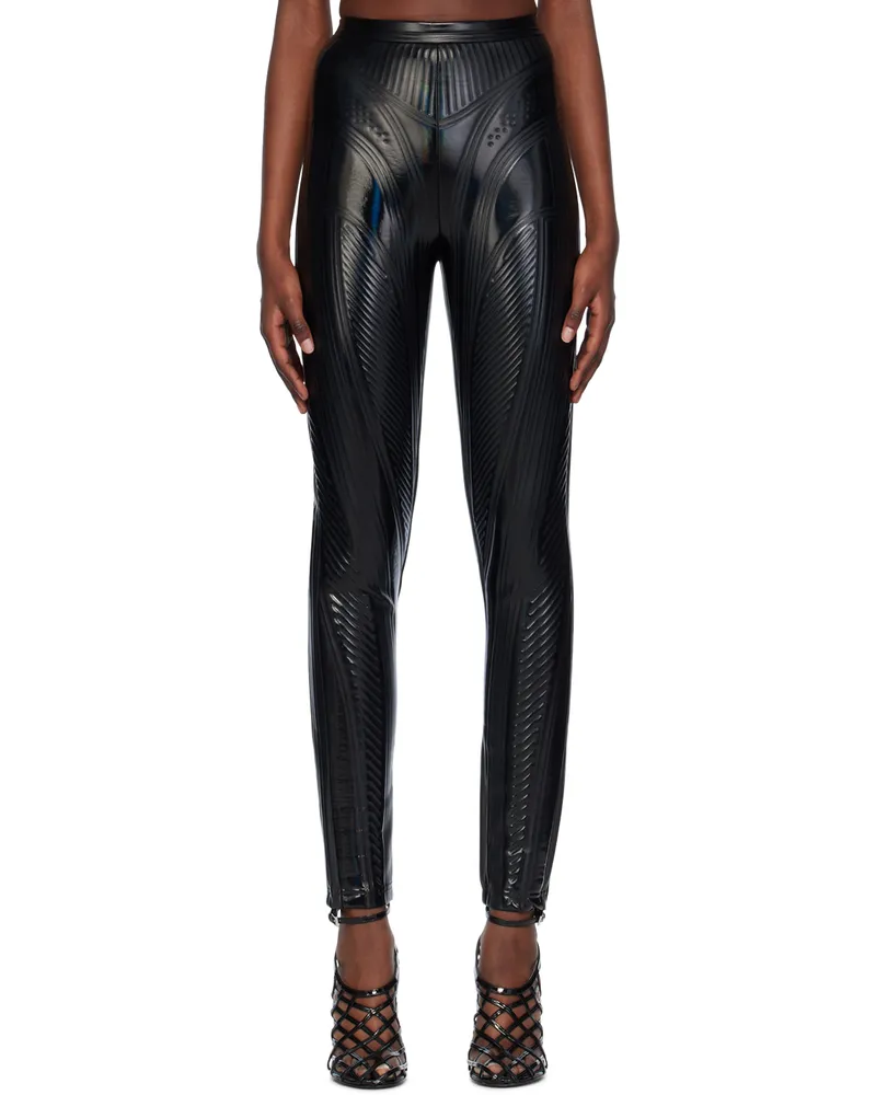 Thierry Mugler Black Embossed Leggings 1999