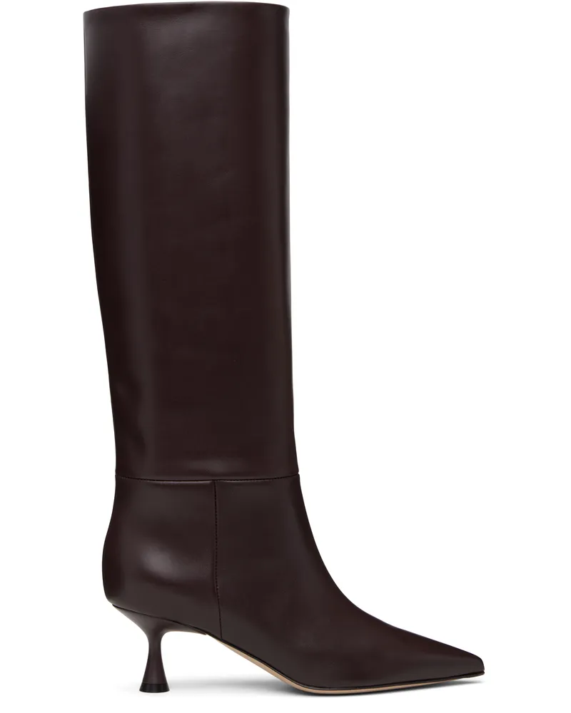 Gianvito Rossi Burgundy Heeled 55 Tall Boots Bourgogne